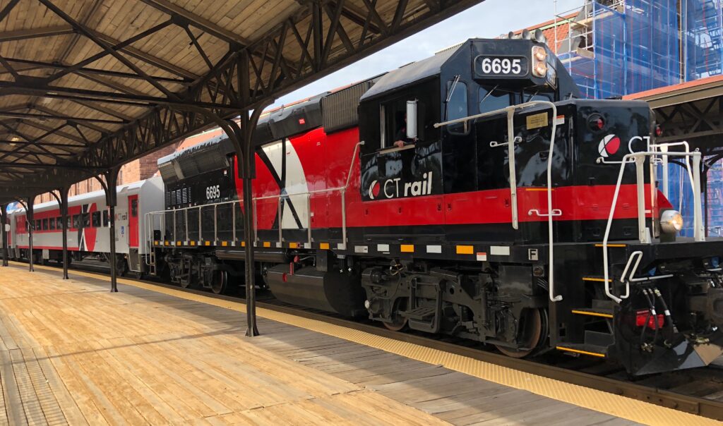 CT rail locomotive in Downtown Hartford, Connecticut