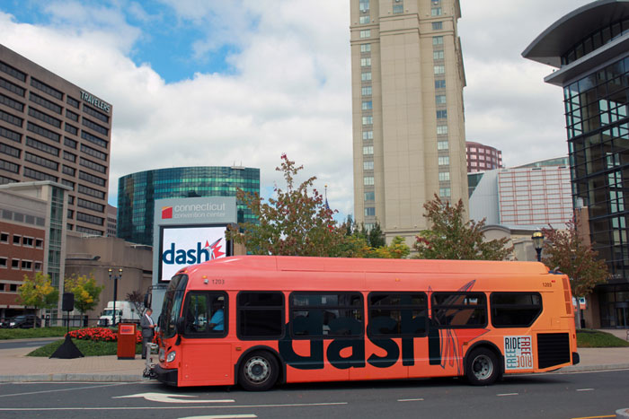 DASH shuttle bus in Downtown Hartford, Connecticut