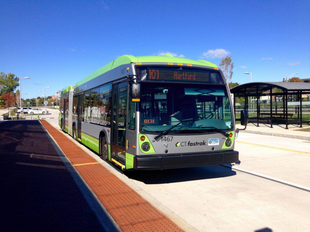 CT Fastrak Bus, Public bus in Downtown Hartford, Connecticut